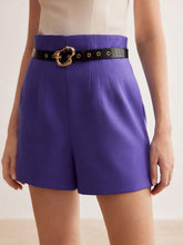MOTF PREMIUM SOLID SLANT POCKET BELTED SHORTS